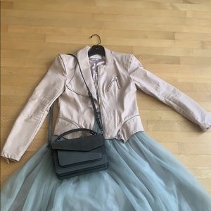 Pink vegan leather jacket